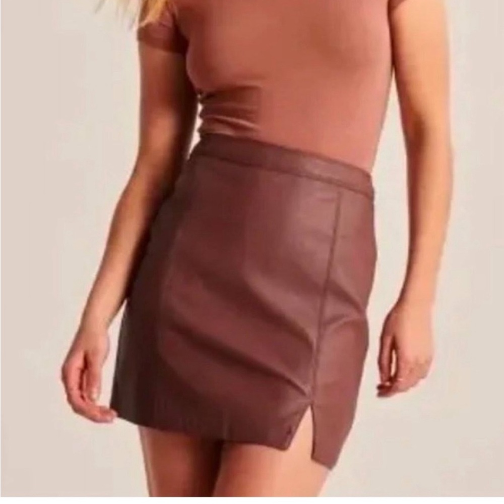 Abercrombie & Fitch faux leather tan brown skirt